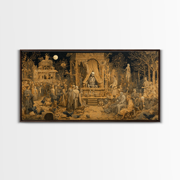 The Mummy Pharaoh, Northern Renaissance Horror, Wide Panoramic Art, Dark Fantasy Wall Art, Framed Canvas Print, Halloween Wall Art
