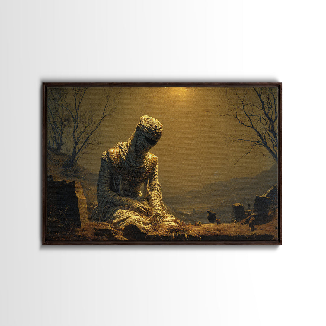 The Mummy Pharaoh, Romantic Gothic Landscape, Landscape Wall Art, Dark Halloween Decor, Canvas Print, Halloween Wall Art