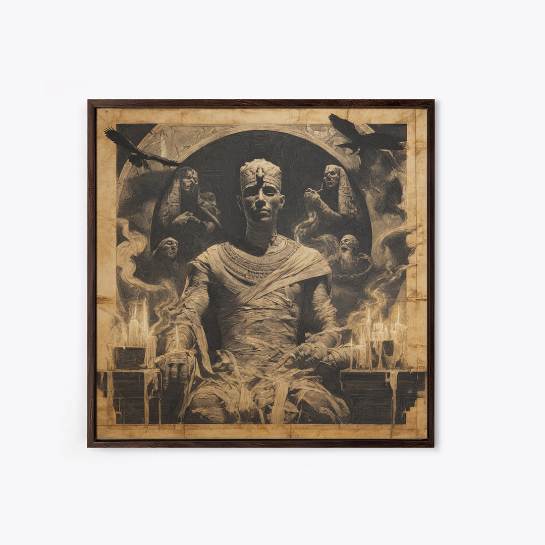 The Mummy Pharaoh, Dark Symbolist Art, Square Wall Art, Macabre Wall Art, Canvas Print, Halloween Wall Art, Halloween Decor