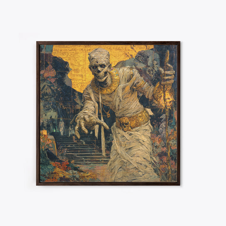 The Mummy Pharaoh, Grotesque Carnival Art, Square Wall Art, Dark Fantasy Wall Art, Canvas Print, Halloween Wall Art, Seasonal Home Decor