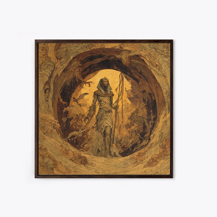The Mummy Pharaoh, Gothic Storybook Art, Square Wall Art, Macabre Wall Art, Framed Canvas Print, Halloween Wall Art, Halloween Decor