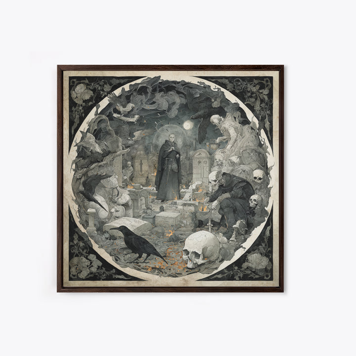 The Graveyard Ghost, Danse Macabre Art, Square Wall Art, Gothic Horror Wall Art, Canvas Print, Halloween Wall Art