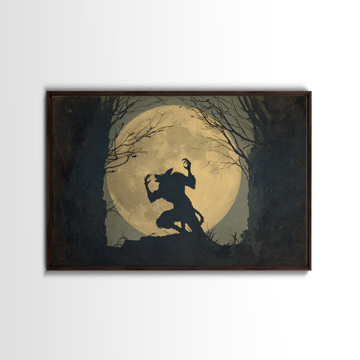 The Moon-Cursed Werewolf, Romantic Gothic Landscape, Landscape Wall Art, Gothic Horror Wall Art, Framed Canvas Print