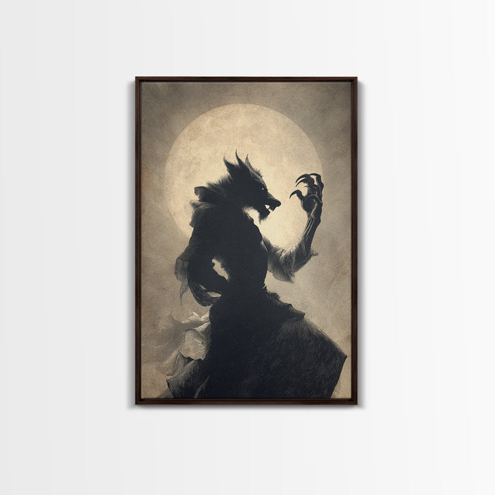 The Moon-Cursed Werewolf, Decadent Gothic Art, Vertical Wall Art, Macabre Wall Art, Canvas Print, Halloween Wall Art