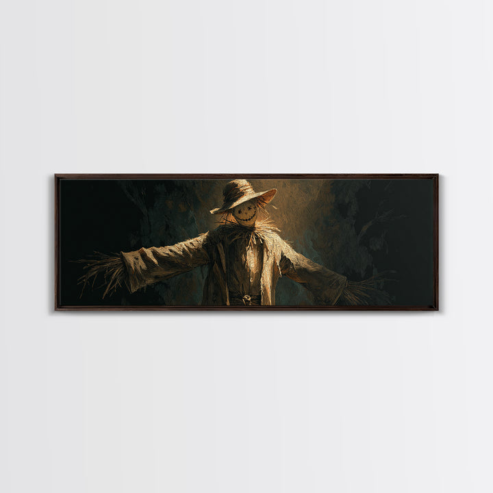 The Living Scarecrow, Visionary Gothic Art, Extra Wide Wall Art, Dark Halloween Decor, Canvas Print, Halloween Wall Art