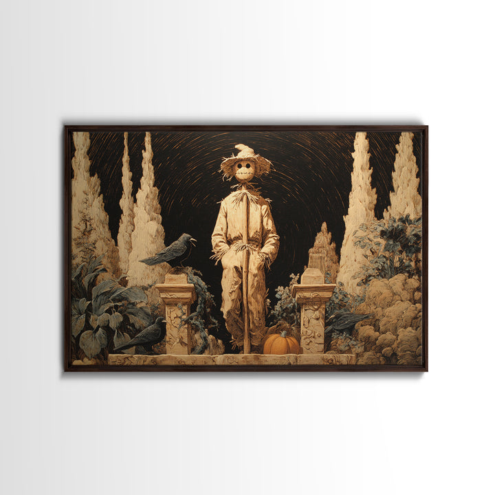 The Living Scarecrow, Symbolist Gothic Landscape, Landscape Wall Art, Macabre Wall Art, Canvas Print, Halloween Wall Art, Gothic Home Decor