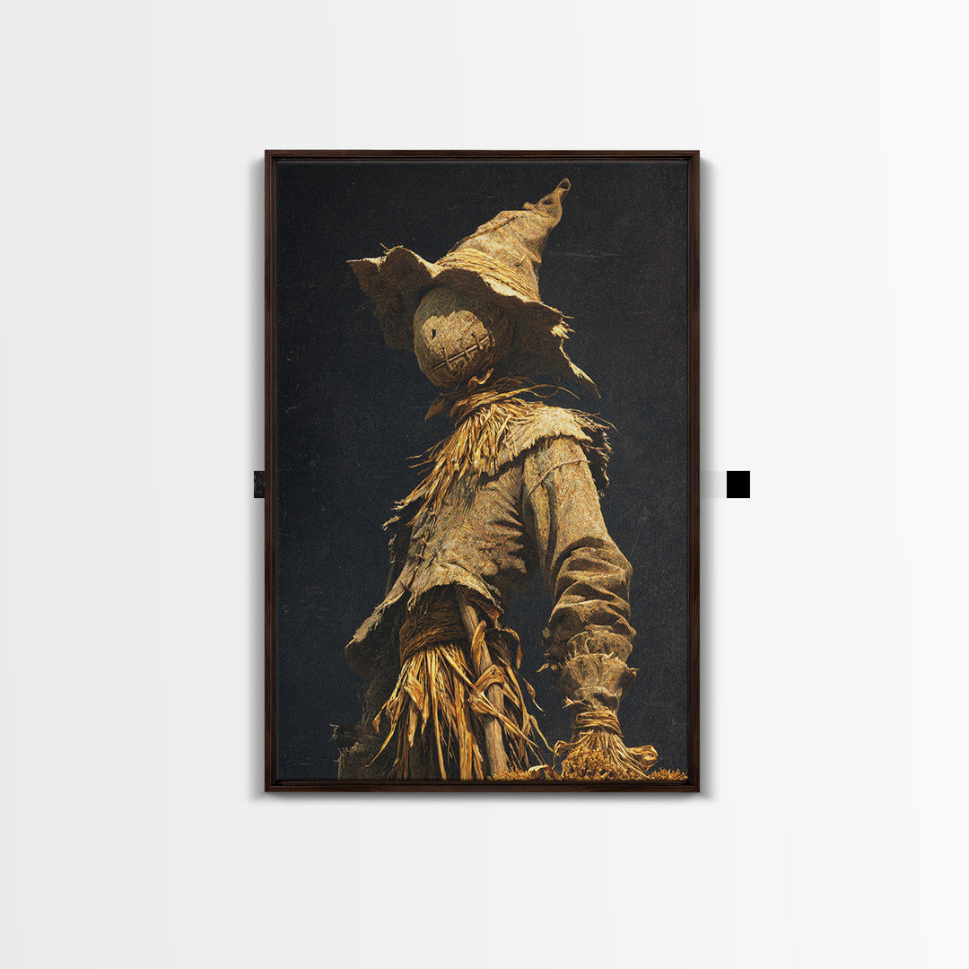 The Living Scarecrow, Ornate Symbolist Art, Vertical Wall Art, Dark Halloween Decor, Canvas Print, Halloween Wall Art