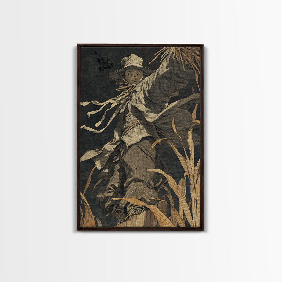 The Living Scarecrow, Dark Symbolist Art, Vertical Wall Art, Dark Halloween Decor, Canvas Print, Halloween Wall Art