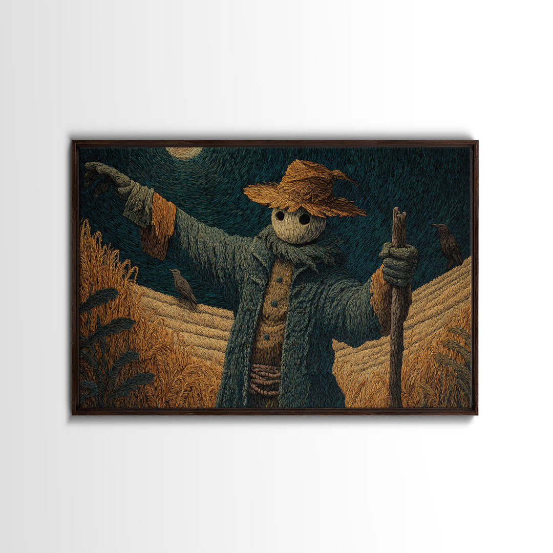 The Living Scarecrow, Expressionist Gothic Art, Landscape Wall Art, Macabre Wall Art, Framed Canvas Print, Halloween Wall Art