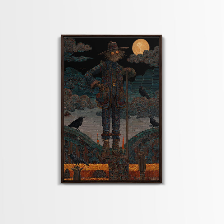 The Living Scarecrow, Stained Glass Gothic Art, Vertical Wall Art, Macabre Wall Art, Canvas Print, Halloween Wall Art, Halloween Decor