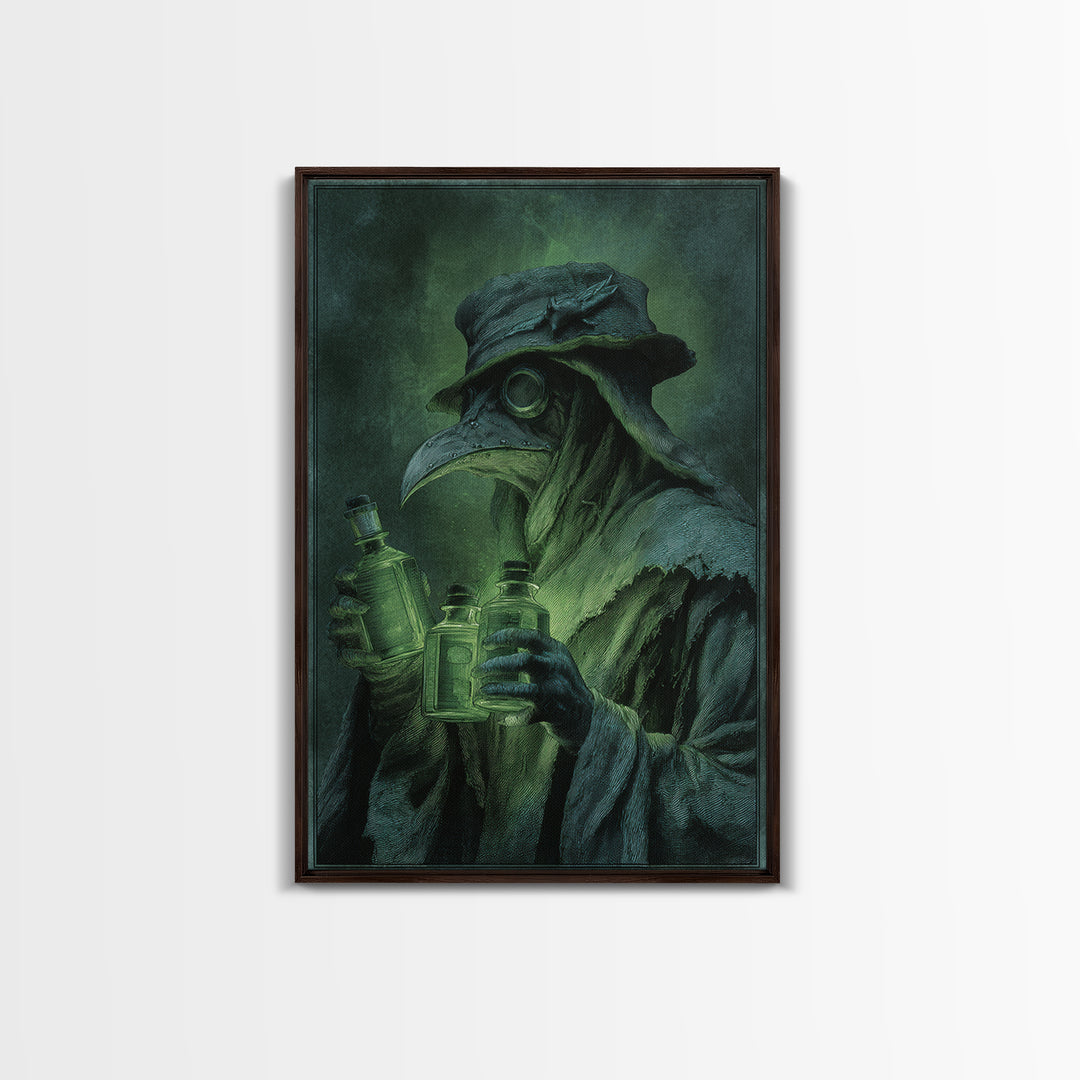 The Plague Doctor, Dark Renaissance Art, Vertical Wall Art, Dark Fantasy Wall Art, Framed Canvas Print, Halloween Wall Art