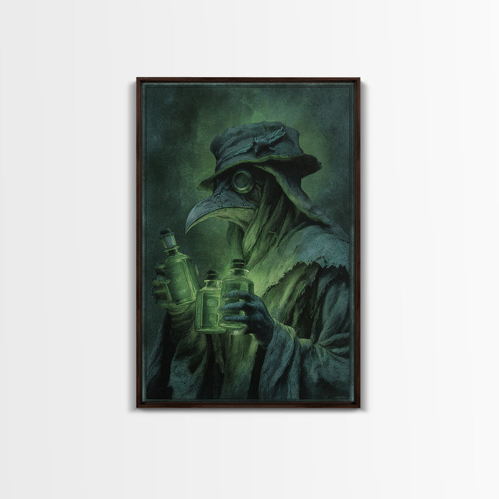 The Plague Doctor, Dark Renaissance Art, Vertical Wall Art, Dark Fantasy Wall Art, Framed Canvas Print, Halloween Wall Art