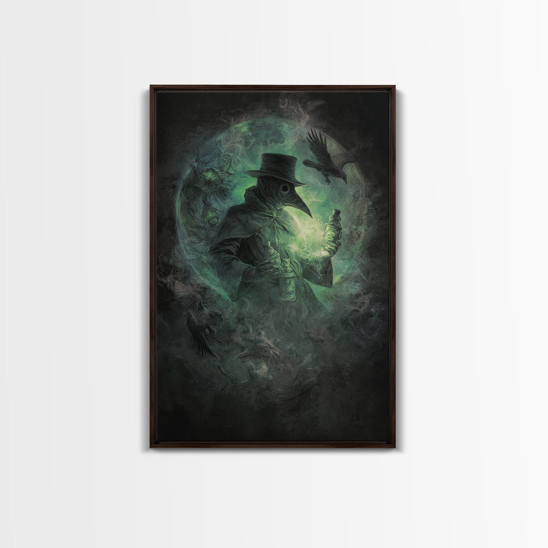 The Plague Doctor, Dark Romantic Horror Art, Vertical Wall Art, Dark Fantasy Wall Art, Framed Canvas Print, Halloween Wall Art