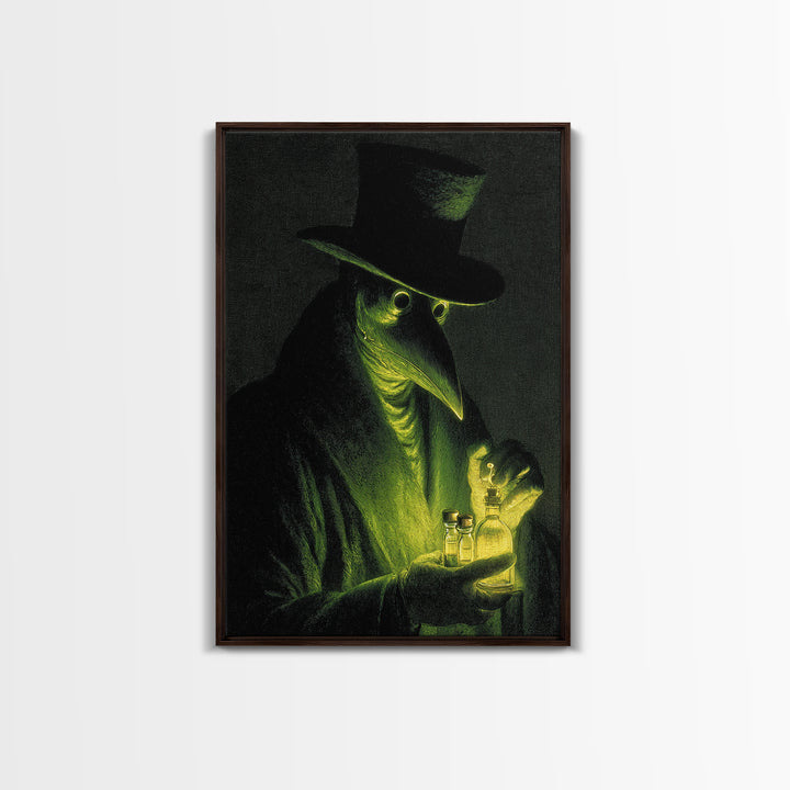 The Plague Doctor, Gothic Nightmare Art, Vertical Wall Art, Macabre Wall Art, Framed Canvas Print, Halloween Wall Art