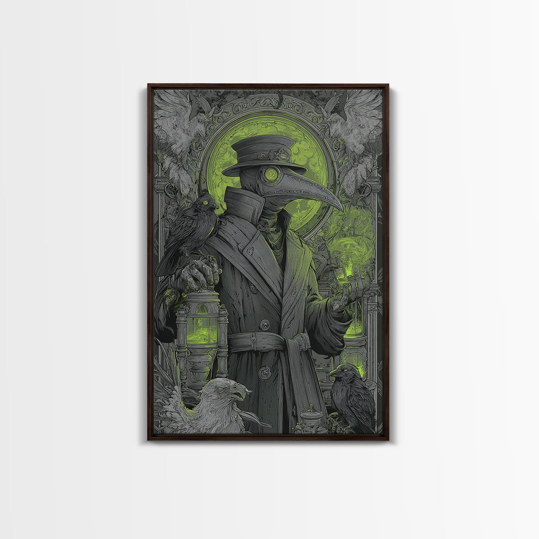 The Plague Doctor, Visionary Gothic Art, Vertical Wall Art, Gothic Horror Wall Art, Canvas Print, Halloween Wall Art