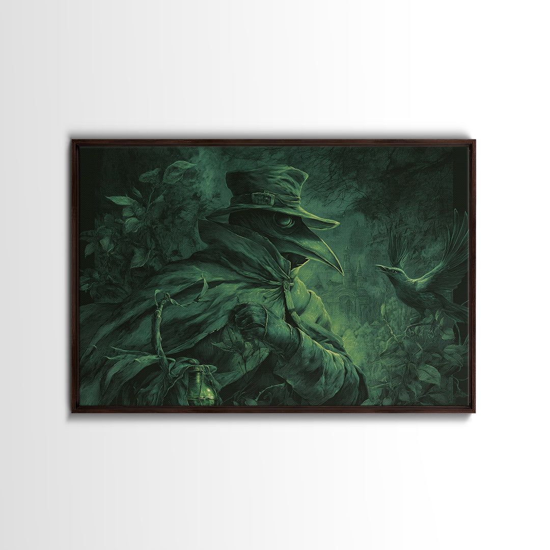 The Plague Doctor, Romantic Gothic Landscape, Landscape Wall Art, Gothic Horror Wall Art, Framed Canvas Print, Halloween Wall Art