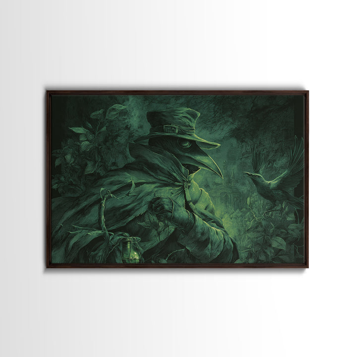 The Plague Doctor, Romantic Gothic Landscape, Landscape Wall Art, Gothic Horror Wall Art, Framed Canvas Print, Halloween Wall Art