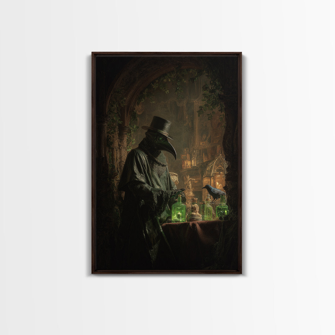 The Plague Doctor, Ornate Symbolist Art, Vertical Wall Art, Dark Fantasy Wall Art, Canvas Print, Halloween Wall Art, Halloween Decor