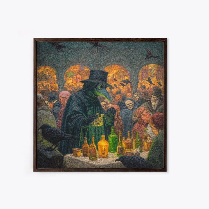 The Plague Doctor, Grotesque Carnival Art, Square Wall Art, Dark Halloween Decor, Canvas Print, Halloween Wall Art, Horror Wall Art