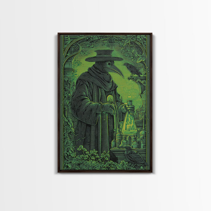 The Plague Doctor, Victorian Macabre Art, Vertical Wall Art, Gothic Horror Wall Art, Framed Canvas Print, Halloween Wall Art