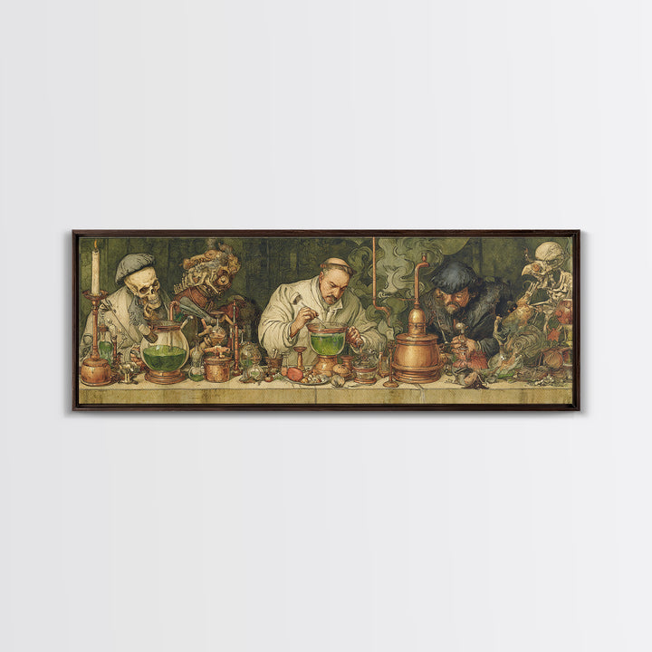 The Mad Alchemist, Danse Macabre Art, Extra Wide Wall Art, Gothic Horror Wall Art, Canvas Print, Halloween Wall Art