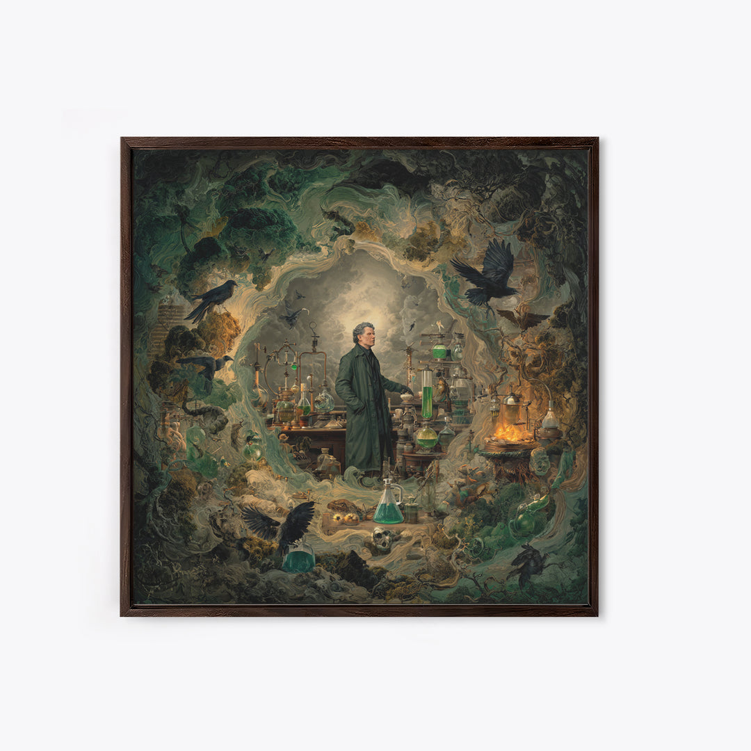 The Mad Alchemist, Baroque Witchcraft Art, Square Wall Art, Gothic Horror Wall Art, Canvas Print, Halloween Wall Art