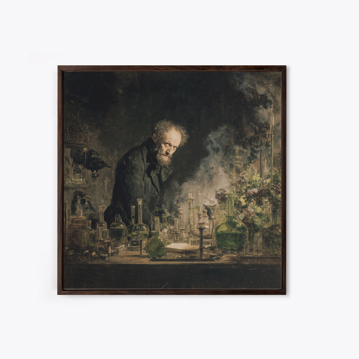 The Mad Alchemist, Symbolist Dream Art, Square Wall Art, Dark Fantasy Wall Art, Canvas Print, Halloween Wall Art, Spooky Wall Decor