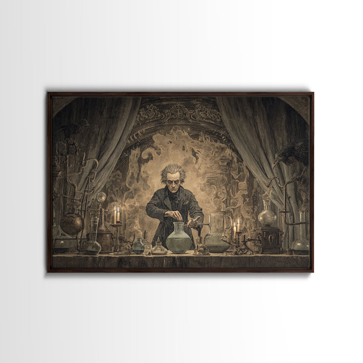 The Mad Alchemist, Expressionist Nightmare Art, Landscape Wall Art, Gothic Horror Wall Art, Canvas Print, Halloween Wall Art