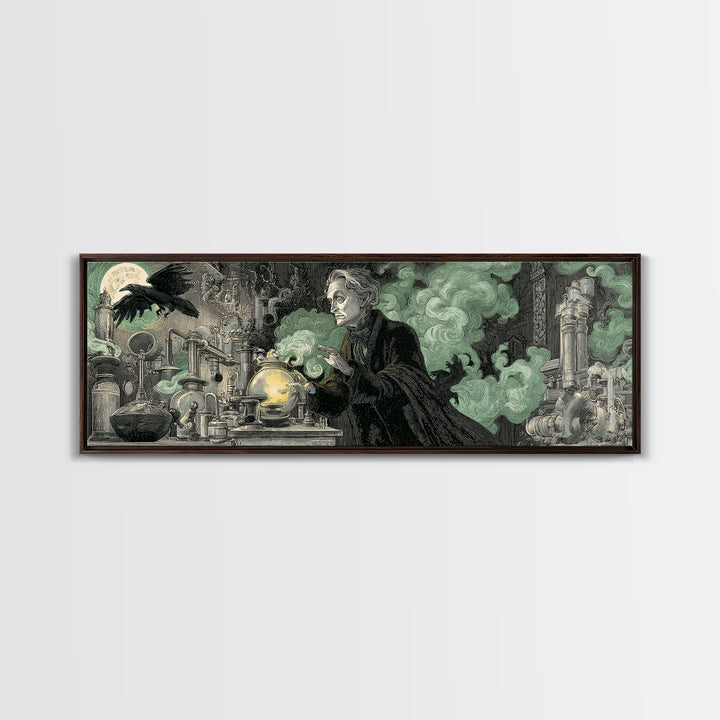 The Mad Alchemist, Victorian Macabre Art, Extra Wide Wall Art, Dark Halloween Decor, Canvas Print, Halloween Wall Art, Gothic Home Decor