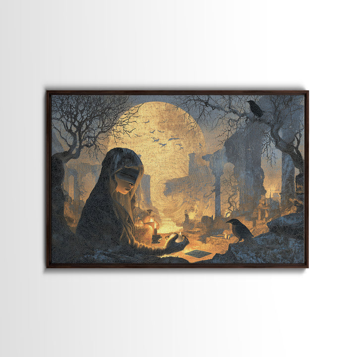 The Midnight Fortune Teller, Romantic Gothic Landscape, Landscape Wall Art, Dark Fantasy Wall Art, Canvas Print