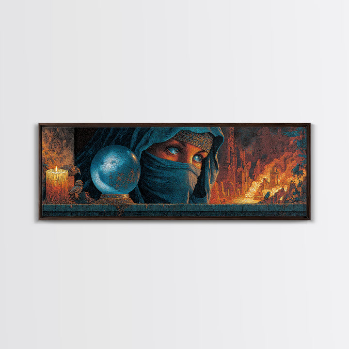The Midnight Fortune Teller, Apocalyptic Romantic Art, Extra Wide Wall Art, Dark Halloween Decor, Canvas Print, Halloween Wall Art