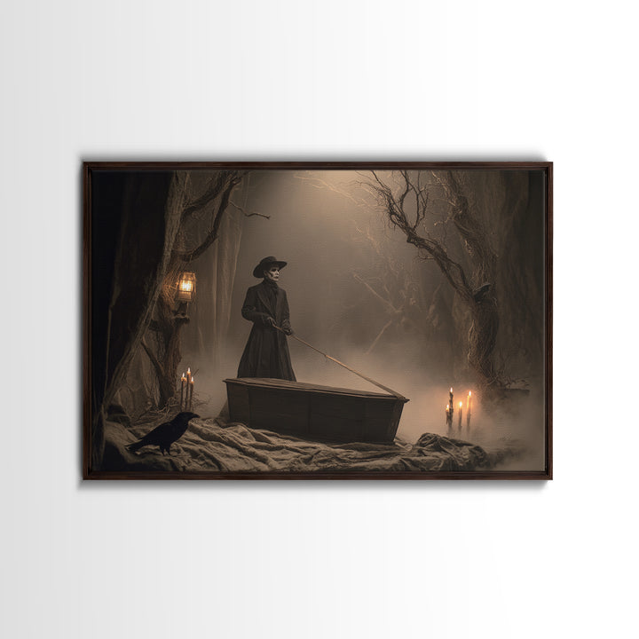 The Sinister Undertaker, Baroque Witchcraft Art, Landscape Wall Art, Macabre Wall Art, Canvas Print, Halloween Wall Art