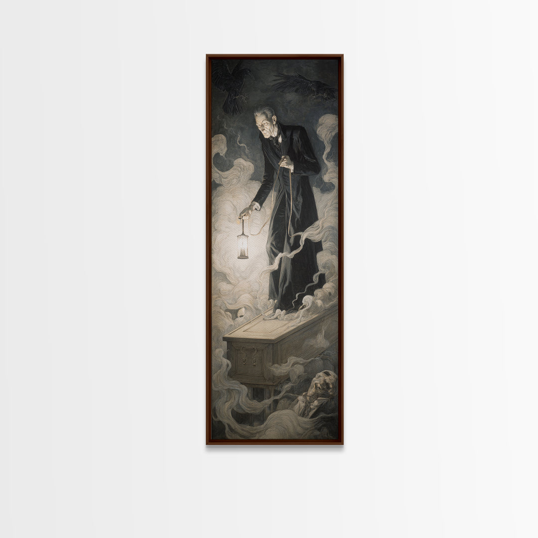 The Sinister Undertaker, Gothic Nightmare Art, Tall Narrow Wall Art, Gothic Horror Wall Art, Canvas Print, Halloween Wall Art