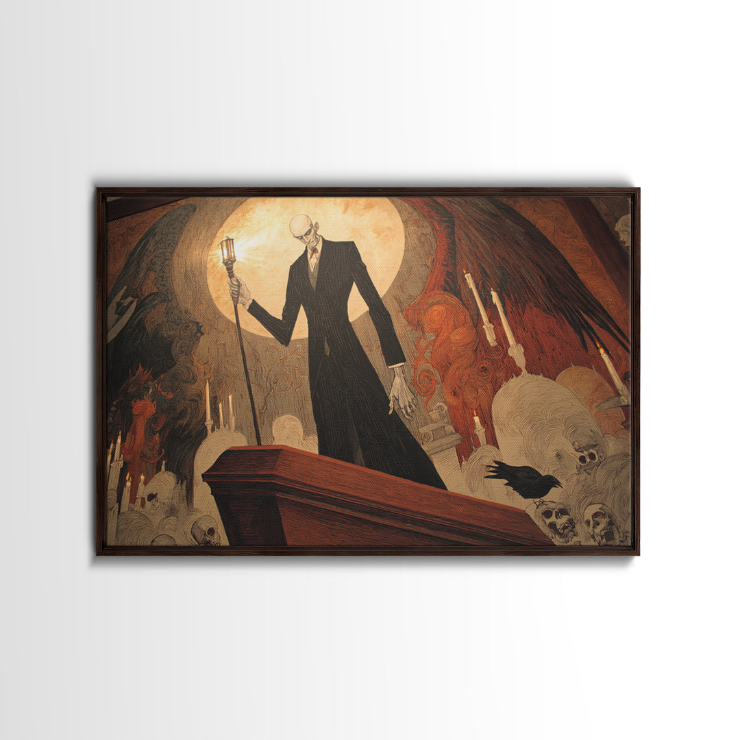 The Sinister Undertaker, Visionary Gothic Art, Landscape Wall Art, Macabre Wall Art, Canvas Print, Halloween Wall Art