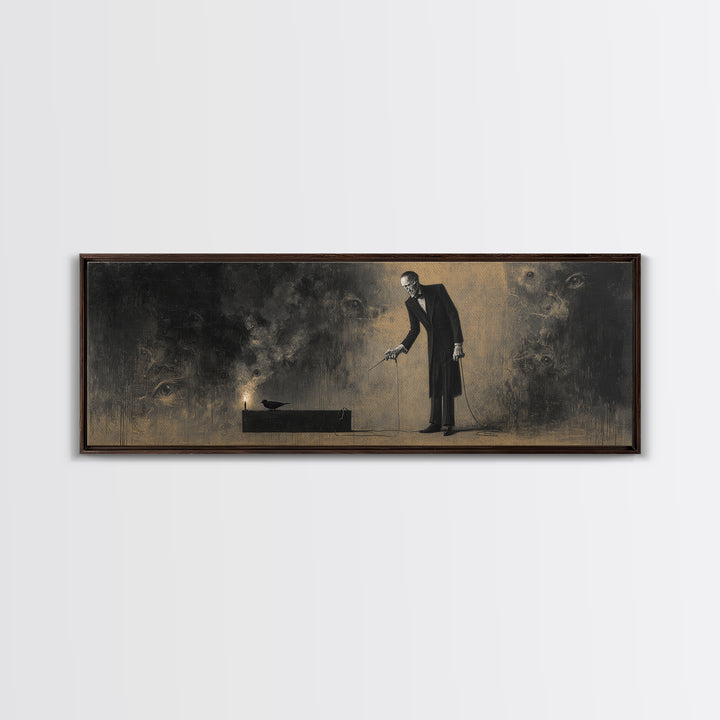 The Sinister Undertaker, Symbolist Dream Art, Extra Wide Wall Art, Macabre Wall Art, Canvas Print, Halloween Wall Art