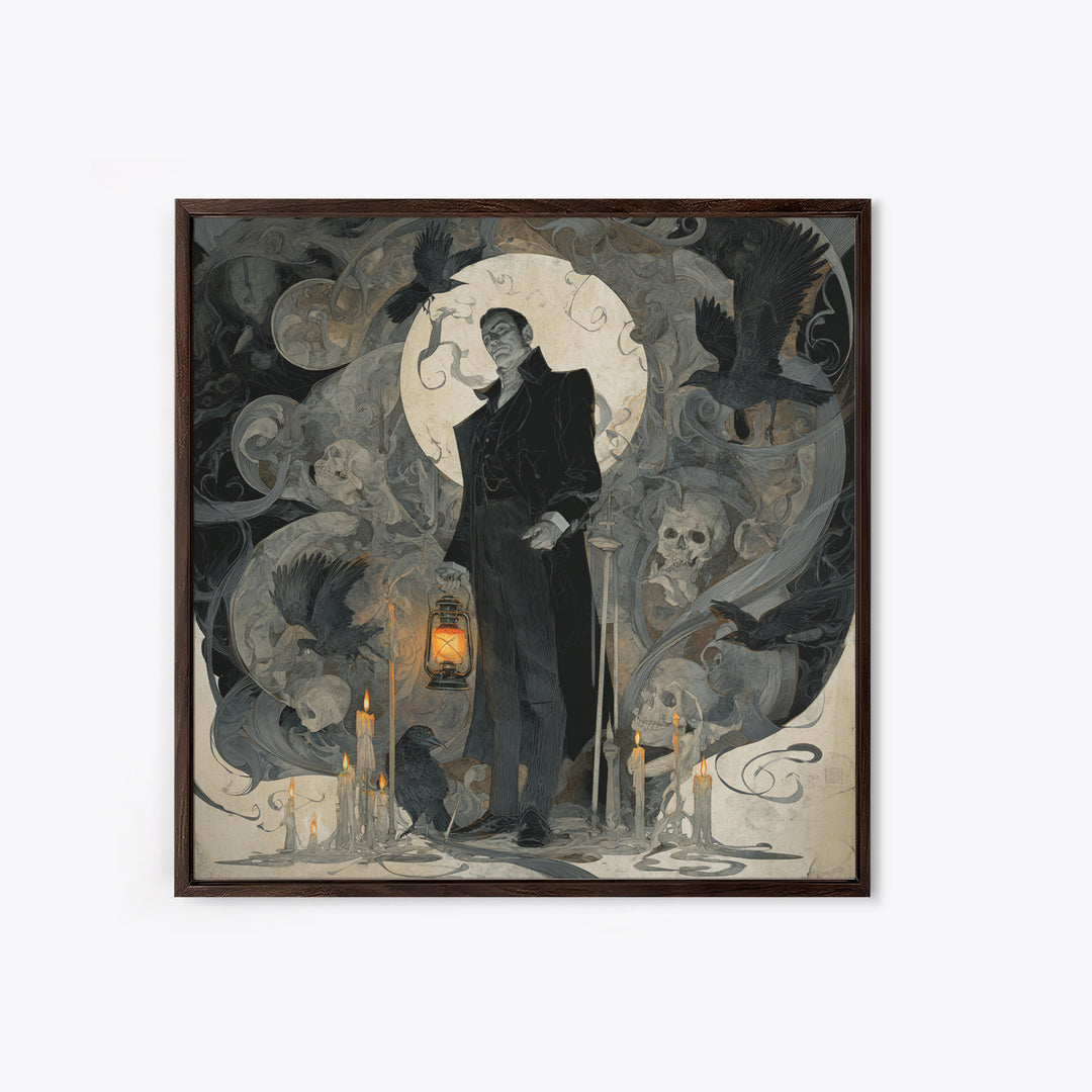 The Sinister Undertaker, Decadent Gothic Art, Square Wall Art, Dark Fantasy Wall Art, Canvas Print, Halloween Wall Art