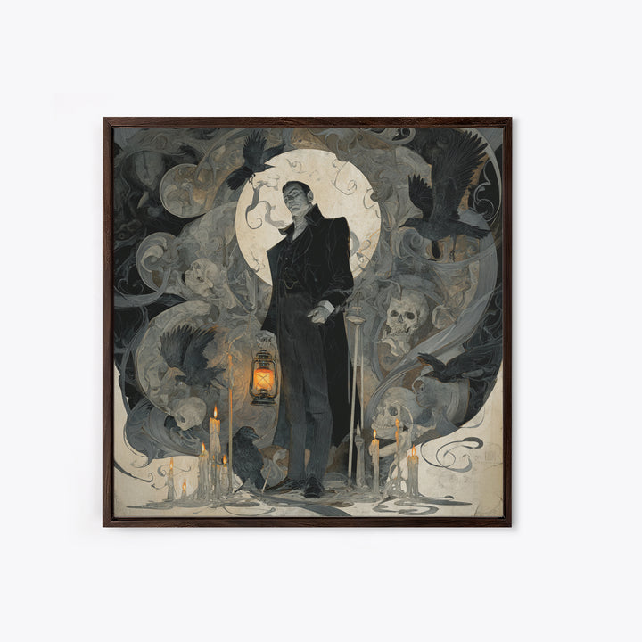 The Sinister Undertaker, Decadent Gothic Art, Square Wall Art, Dark Fantasy Wall Art, Canvas Print, Halloween Wall Art
