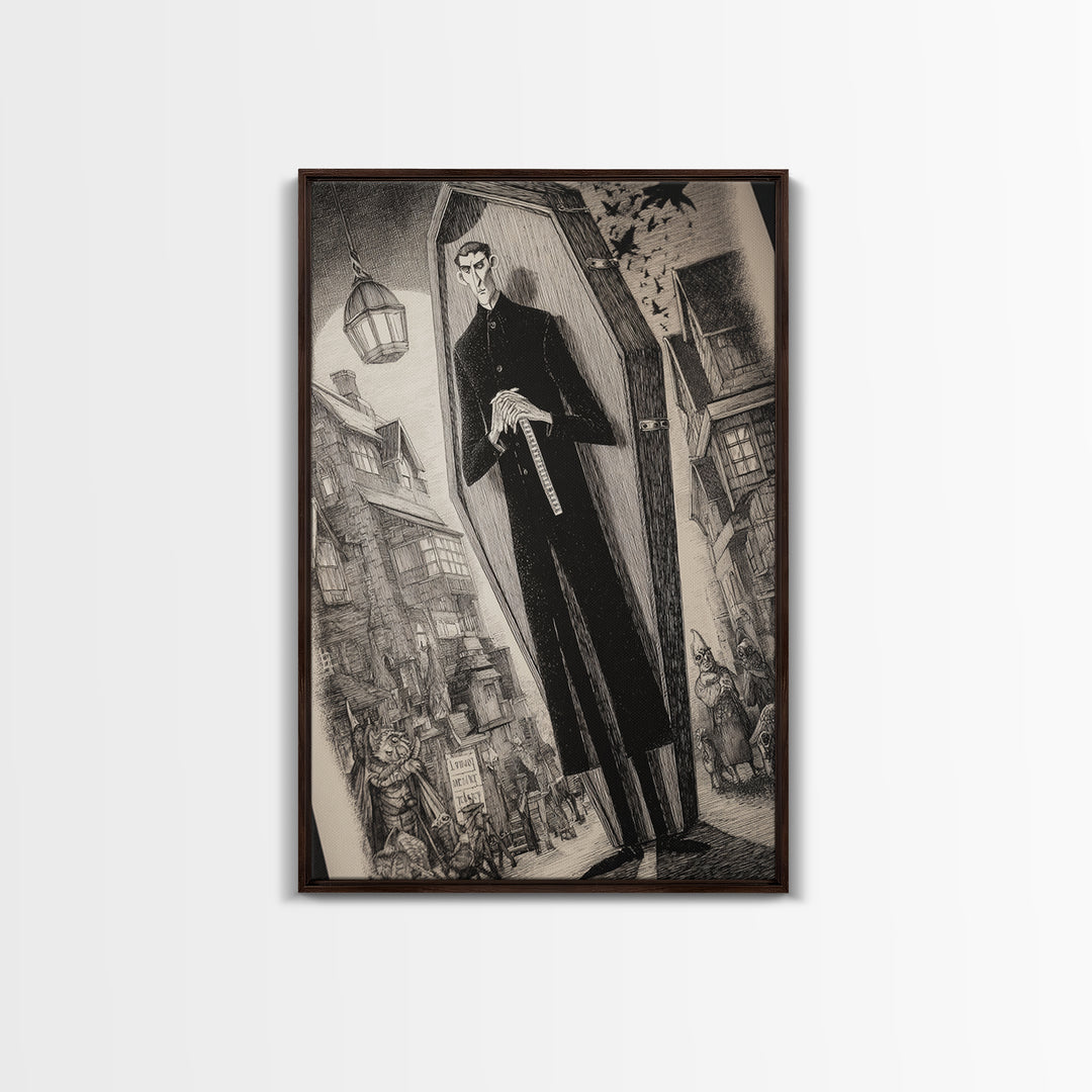 The Sinister Undertaker, Victorian Macabre Art, Vertical Wall Art, Macabre Wall Art, Canvas Print, Halloween Wall Art, Gothic Home Decor