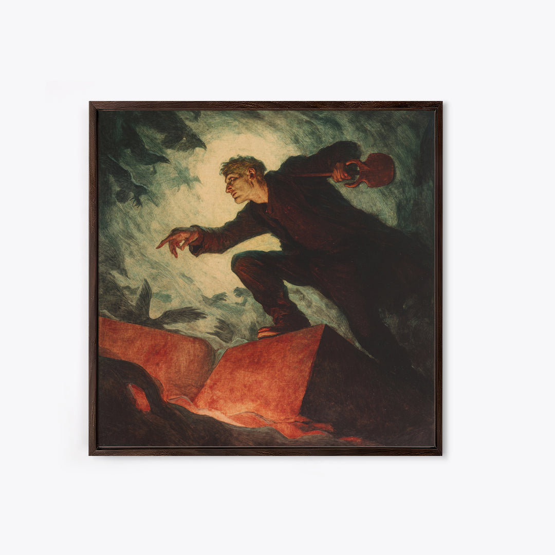 The Lantern Gravedigger, Dark Symbolist Art, Square Wall Art, Dark Halloween Decor, Canvas Print, Halloween Wall Art