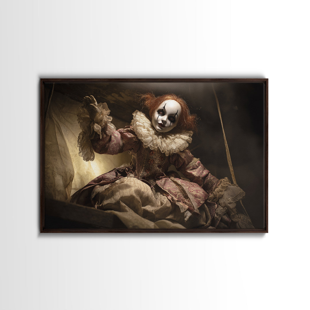 The Haunted Porcelain Doll, Danse Macabre Art, Landscape Wall Art, Macabre Wall Art, Framed Canvas Print