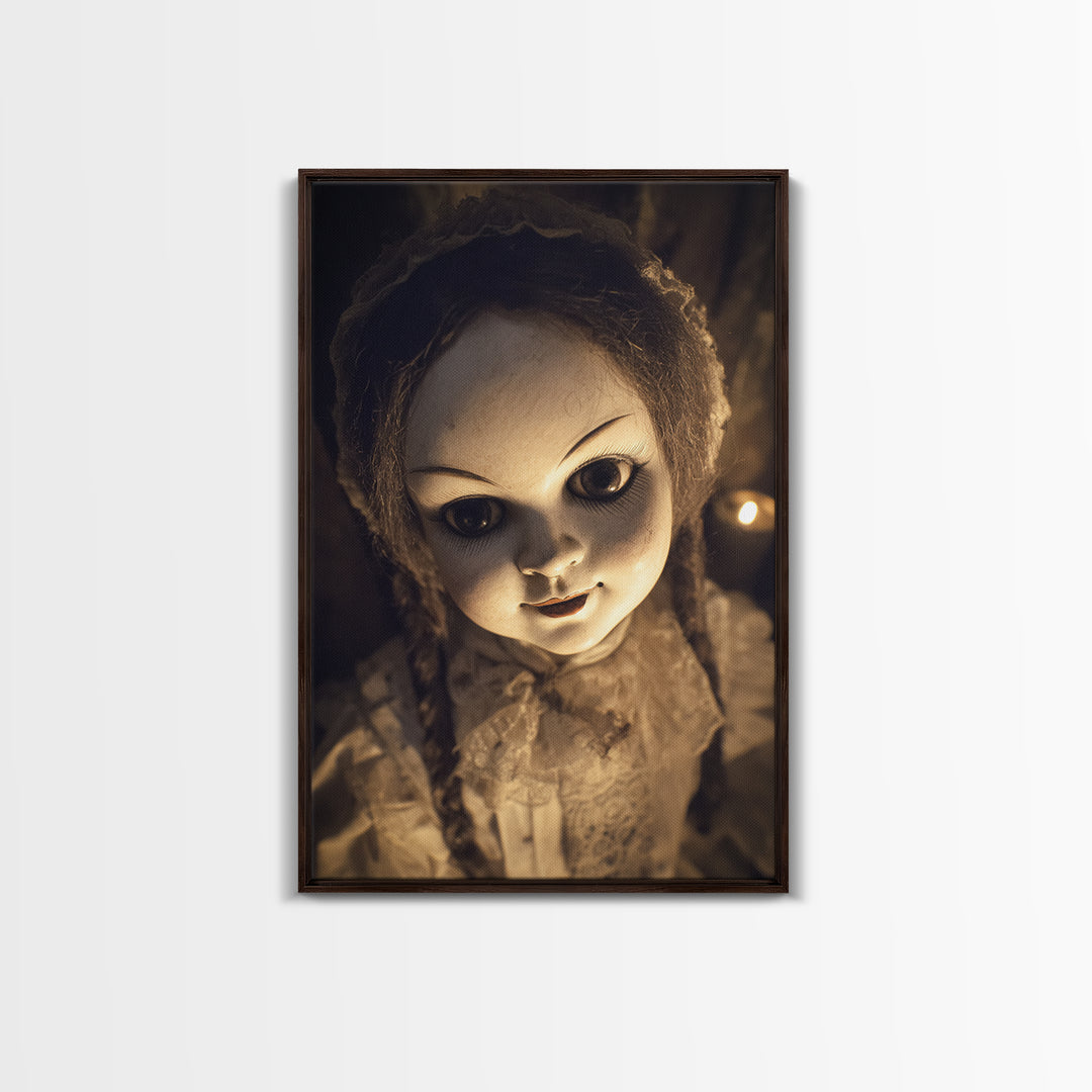 The Haunted Porcelain Doll, Victorian Macabre Art, Vertical Wall Art, Dark Halloween Decor, Canvas Print, Halloween Wall Art