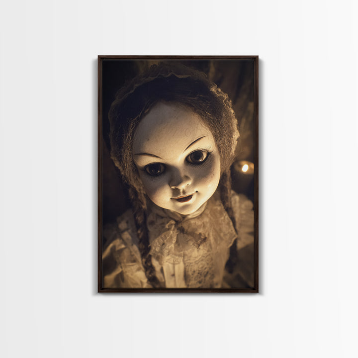 The Haunted Porcelain Doll, Victorian Macabre Art, Vertical Wall Art, Dark Halloween Decor, Canvas Print, Halloween Wall Art