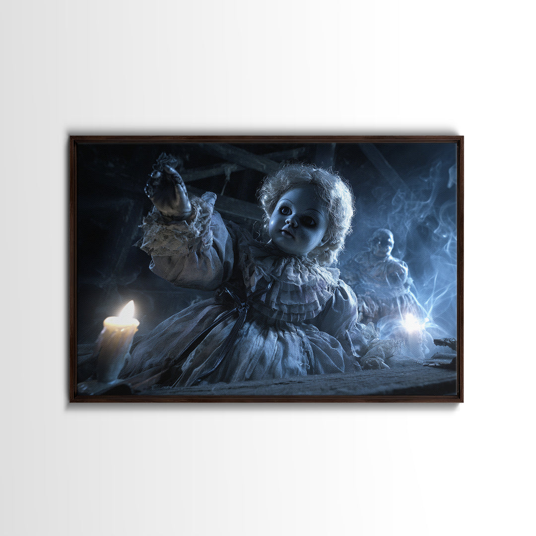 The Haunted Porcelain Doll, Biomechanical Horror Art, Landscape Wall Art, Macabre Wall Art, Canvas Print, Halloween Wall Art