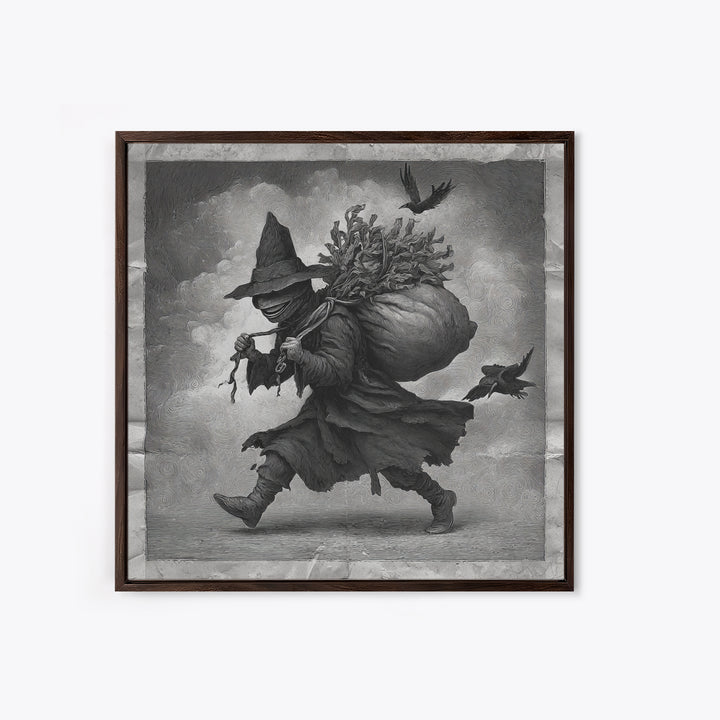 The Masked Candy Collector, Expressionist Nightmare Art, Square Wall Art, Gothic Horror Wall Art, Framed Canvas Print, Halloween Wall Art