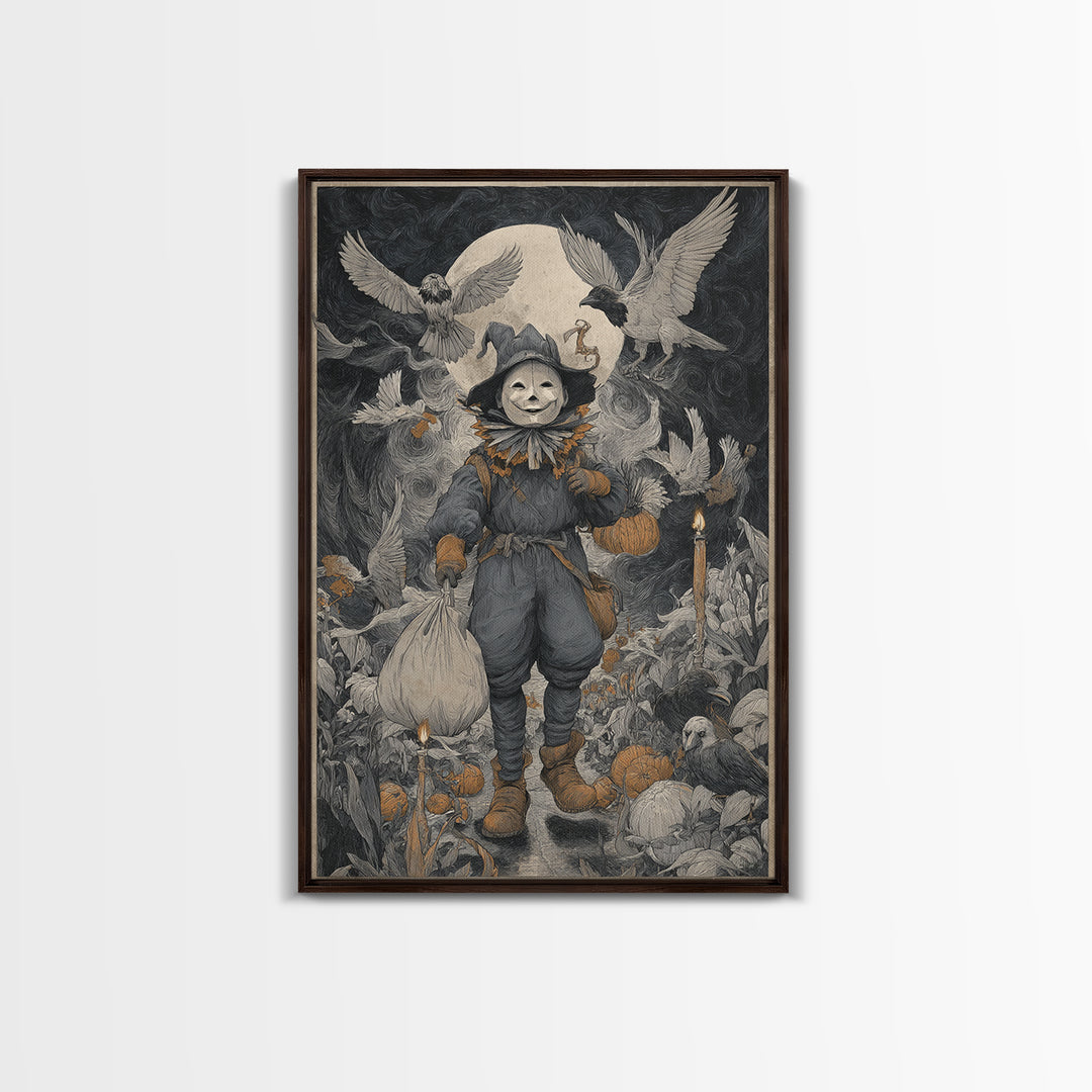 The Masked Candy Collector, Expressionist Gothic Art, Vertical Wall Art, Dark Fantasy Wall Art, Canvas Print, Halloween Wall Art