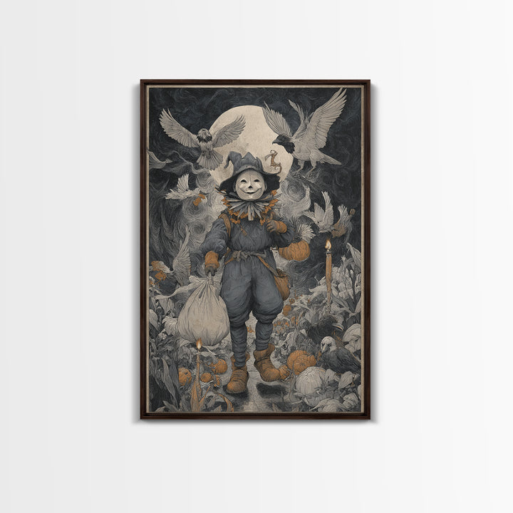 The Masked Candy Collector, Expressionist Gothic Art, Vertical Wall Art, Dark Fantasy Wall Art, Canvas Print, Halloween Wall Art