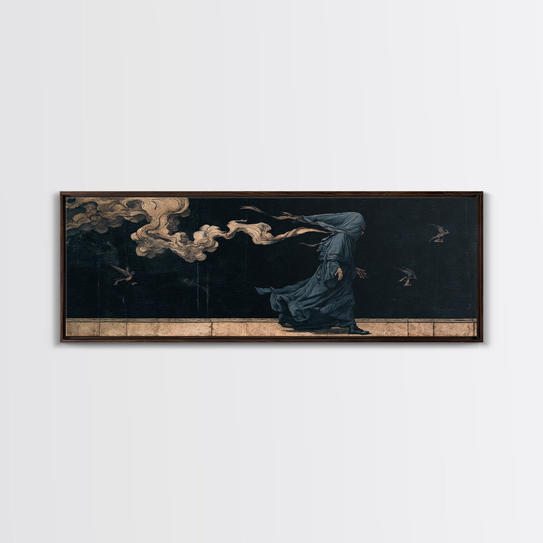 The Shadow Person, Medieval Grotesque Art, Extra Wide Wall Art, Macabre Wall Art, Canvas Print, Halloween Wall Art, Halloween Decor