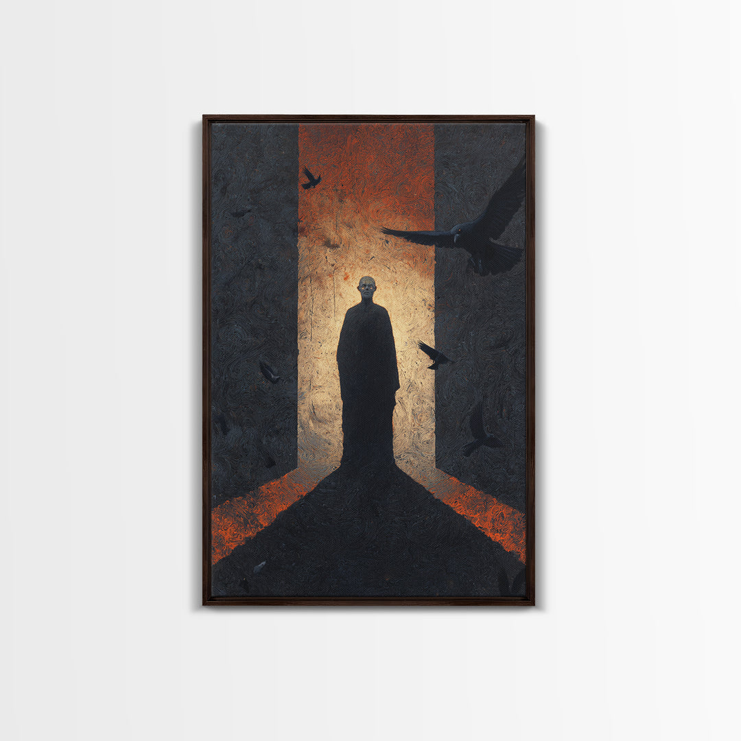The Shadow Person, Visionary Gothic Art, Vertical Wall Art, Dark Fantasy Wall Art, Canvas Print, Halloween Wall Art, Spooky Wall Decor