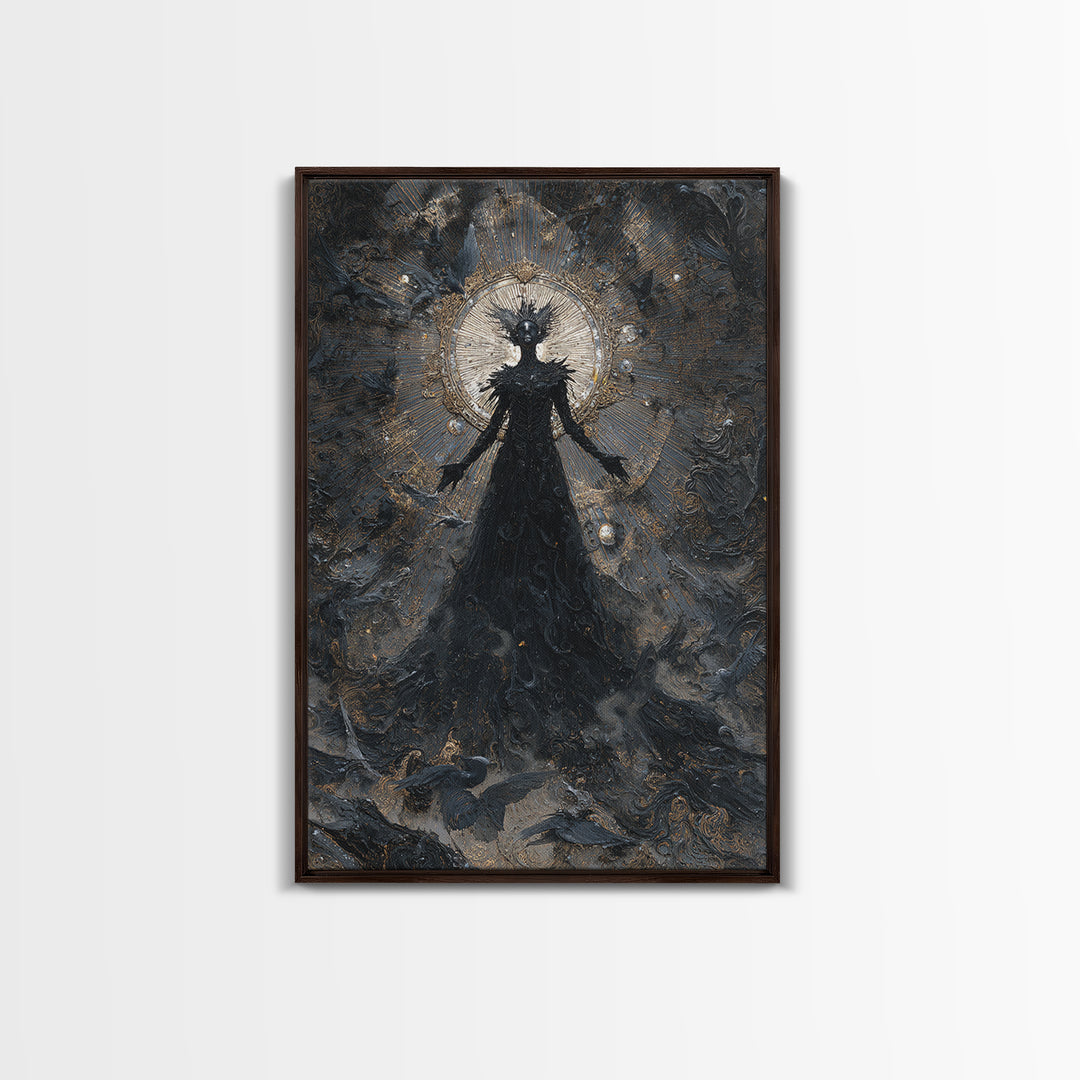 The Shadow Person, Ornate Symbolist Art, Vertical Wall Art, Gothic Horror Wall Art, Framed Canvas Print, Halloween Wall Art