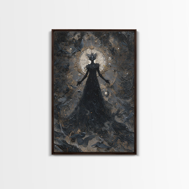 The Shadow Person, Ornate Symbolist Art, Vertical Wall Art, Gothic Horror Wall Art, Framed Canvas Print, Halloween Wall Art